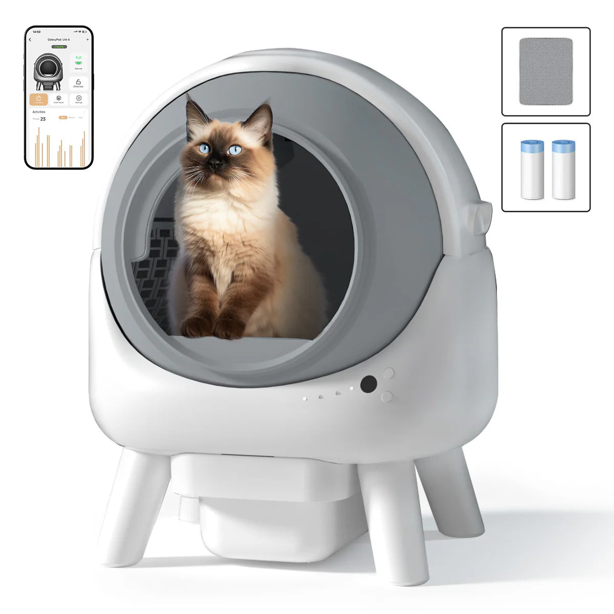 Els Pet Orbitie with Large Opening Self Cleaning Litter Box Best Gift