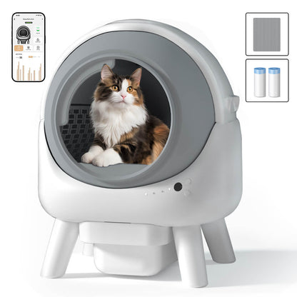 [Valentine's Day Sale] Orbitie White Automatic Cat Litter Box for Cats, Robot with Large Opening
